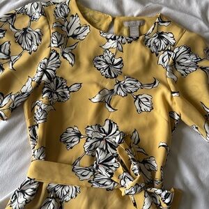 Yellow Business Casual Midi Dress H&M sz0 - Work Wear Office Outfit